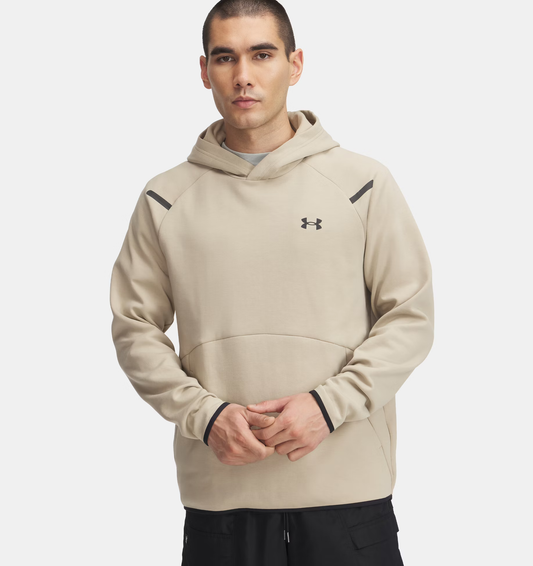 Sweat à capuche UA Unstoppable Fleece pour homme City Khaki / Black