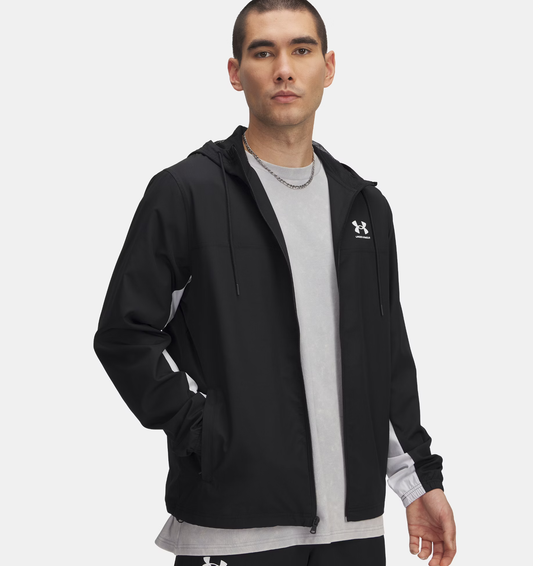 Veste coupe-vent UA Rival Woven pour homme Black / White